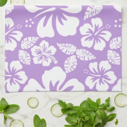 Lavender Hawaiian Tropical Hibiscus Theedoek (Gevouwen)