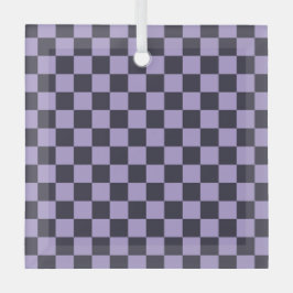 Lavender haze checkerboard pattern glas ornament