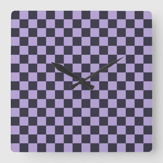 Lavender haze checkerboard pattern vierkante klok (Voorkant)
