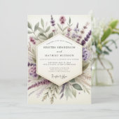 Lavender Hazy Botanical Wedding Kaart (Staand voorkant)