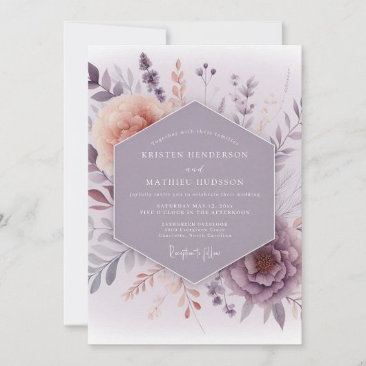 Lavender Hazy Meadow Wedding Kaart (Voorkant)