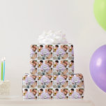 Lavender Heart Leaf Tree Wedding Cadeaupapier<br><div class="desc">Lavender Heart Leaf Tree Wedding,  gepersonaliseerd met jouw naam en Foto Modern Photo Squares Wedding,  Vrijgezellenfeest of 1st First Kerstmis Wrapping Paper</div>