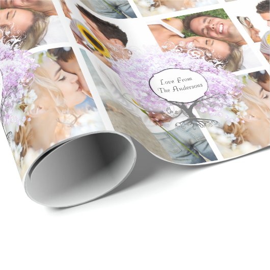 Lavender Heart Leaf Tree Wedding Cadeaupapier (Rol Hoek)