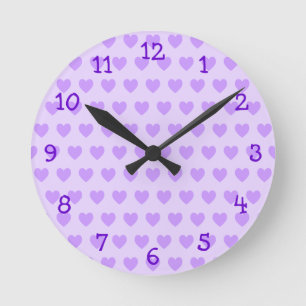 Lavender Heart Pattern Wall klok