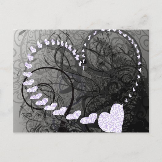 Lavender Heart Swirls Briefkaart (Voorkant)