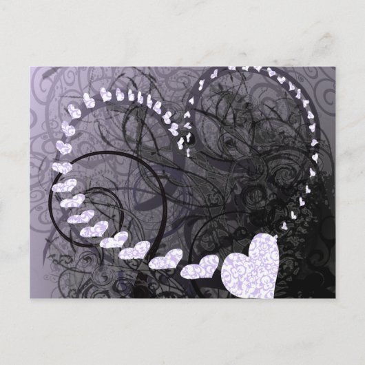 Lavender Heart Swirls Briefkaart (Voorkant)