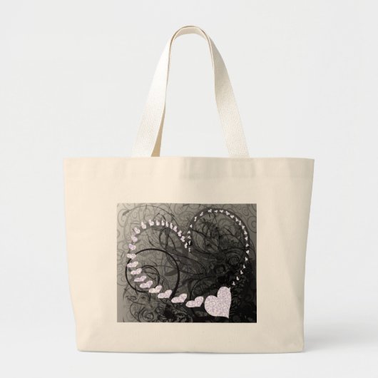 Lavender Heart Swirls Grote Tote Bag (Voorkant)