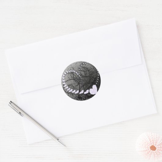 Lavender Heart Swirls Ronde Sticker (Envelop)
