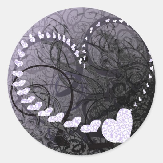 Lavender Heart Swirls Ronde Sticker (Voorkant)