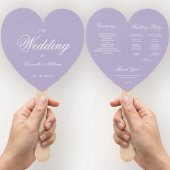 Lavender Heart Wedding Program Paars White Script Handwaaier