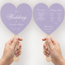 Lavender Heart Wedding Program Paars White Script Handwaaier