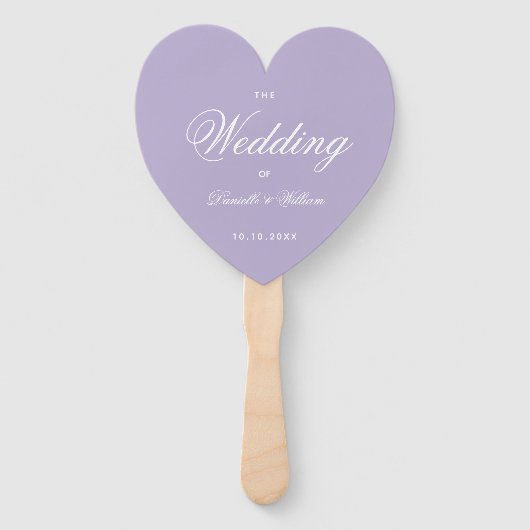 Lavender Heart Wedding Program Paars White Script Handwaaier (Voorkant)