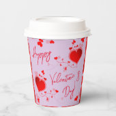 Lavender Hearts Love Valentijnsdag Papieren Bekers (Voorkant)