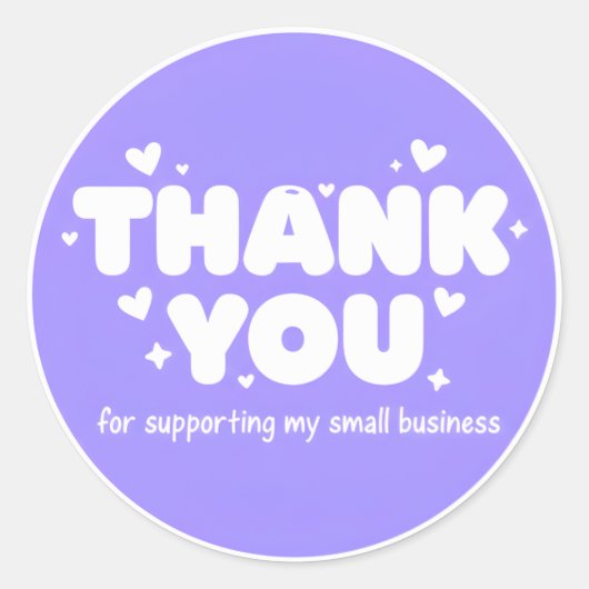 Lavender Hearts Thank You Business Sticker  (Voorkant)