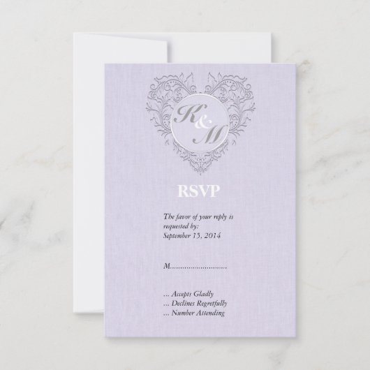 Lavender HeartyChic RSVP Kaartje (Voorkant)