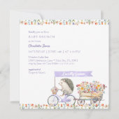 Lavender Hedgehog Baby shower Fotouitnodiging Kaart (Voorkant)