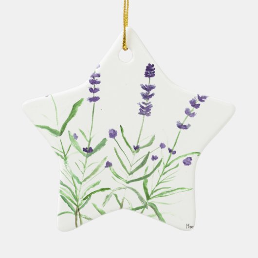 Lavender herb botanische waterverf paars groen keramisch ornament (Voorkant)