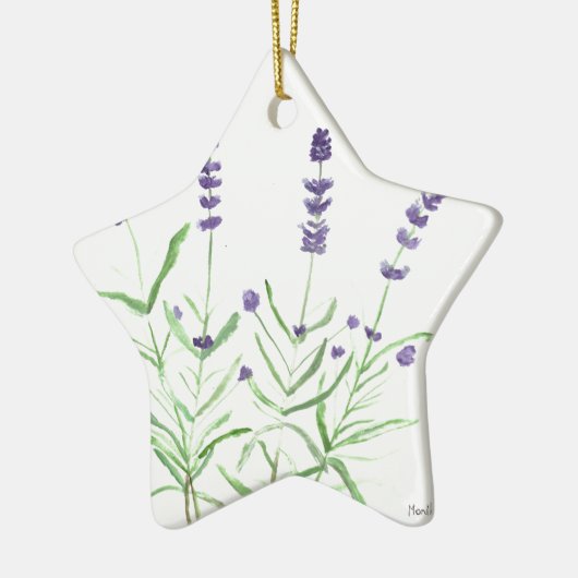 Lavender herb botanische waterverf paars groen keramisch ornament (Links)