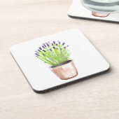 Lavender herb pot plant rustige paarse florale bier onderzetter (Linkerzijde)