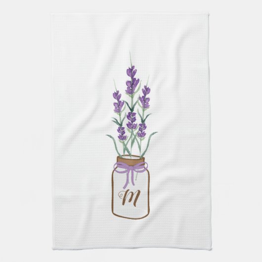 Lavender Herbs in een Mason Jar Monogram Theedoek (Verticaal)