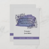 Lavender Herdenking Bereavement Dank je Bedankkaart (Voorkant / Achterkant)