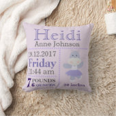 Lavender Hippo Ballerina - geboorteverklaring Kussen (Deken)