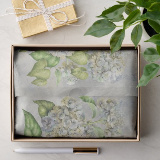 lavender Hydrangea Floral over grijs Tissuepapier (Geschenk)