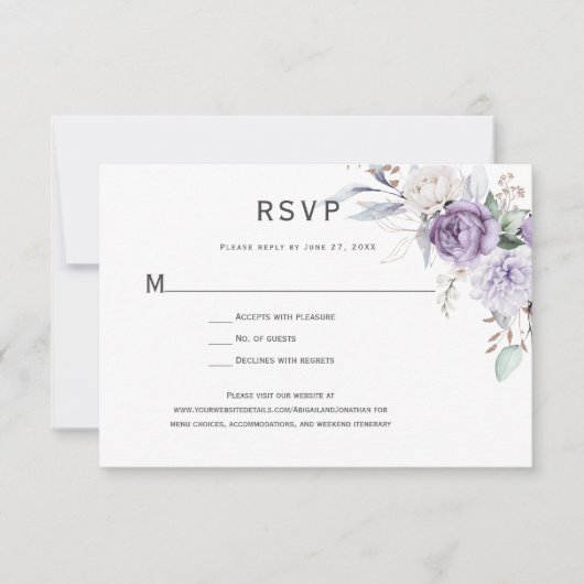 Lavender Hydrangea Floral RSVP Kaartje (Voorkant)
