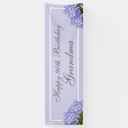 Lavender Hydrangea Happy 90th Birthday Grandma Spandoek (Verticaal)