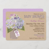 Lavender Hydrangea Mason Jar Rustic Baby shower Kaart (Voorkant / Achterkant)