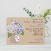 Lavender Hydrangea Mason Jar Rustic Baby shower Kaart (Staand voorkant)