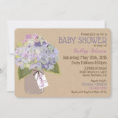 Lavender Hydrangea Mason Jar Rustic Baby shower Kaart (Voorkant)