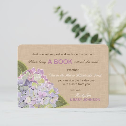 Lavender Hydrangea Rustic Lees de boekenkaart Kaart (Staand voorkant)