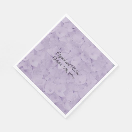 Lavender Hydrangea Wedding Paper Napkins Servet (Hoek)