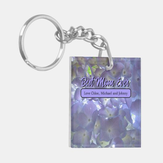Lavender Hydrangeas beste moeder ooit Sleutelhanger (Voorkant Links)