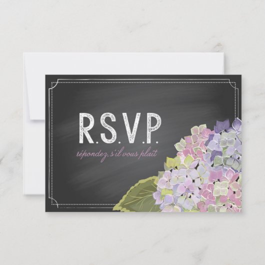 Lavender Hydrangeas Chalkboard RSVP Card (Achterkant)