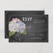 Lavender Hydrangeas Chalkboard RSVP Card (Voorkant / Achterkant)