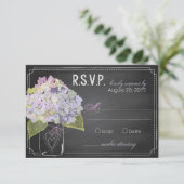 Lavender Hydrangeas Chalkboard RSVP Card Kaartje (Staand voorkant)