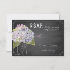Lavender Hydrangeas Chalkboard RSVP Card Kaartje