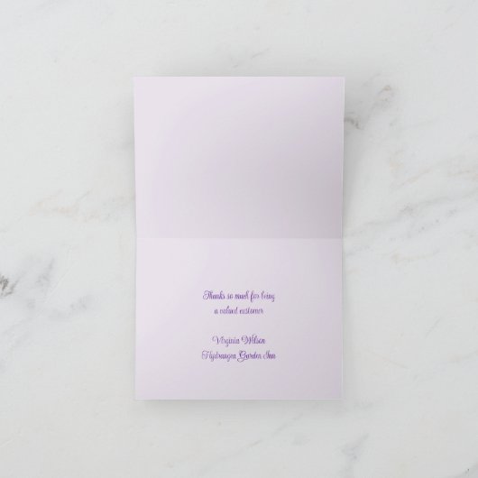 Lavender Hydrangeas Folded Hartelijk dank Kaart (Binnen)