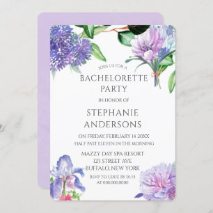 Lavender Hydrangeas Iris Roos Bachelorette Kaart