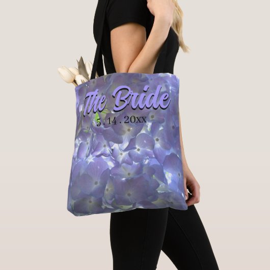 Lavender Hydrangeas paarse floral, Bride Tote Bag (Dichtbij)