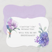 Lavender Hydrangeas zal mijn Bridesmaid zijn. Kaart (Voorkant / Achterkant)