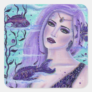Lavender Ice Mermaid van Renee L. Lavoie Vierkante Sticker