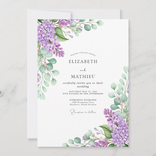 Lavender Idyllic Spring Wedding Kaart (Voorkant)