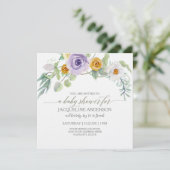 Lavender in Amber gold Roos Floral Baby shower Gir Kaart (Staand voorkant)