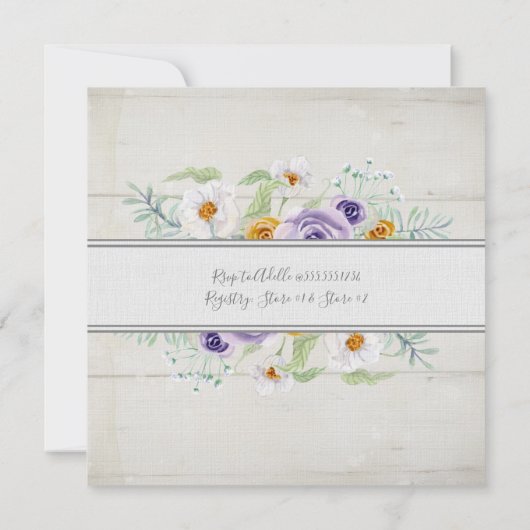 Lavender in Amber Roos Floral Wood Baby shower Gir Kaart (Achterkant)