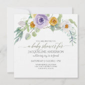Lavender in Amber Roos Floral Wood Baby shower Gir Kaart (Voorkant)
