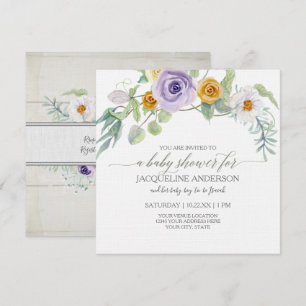 Lavender in Amber Roos Floral Wood Baby shower Gir Kaart