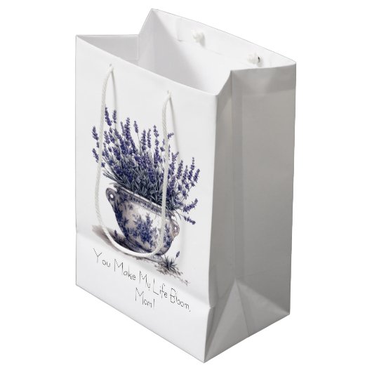 Lavender in Delft Blue, customizable  Medium Cadeauzakje (Voorkant Gekanteld)